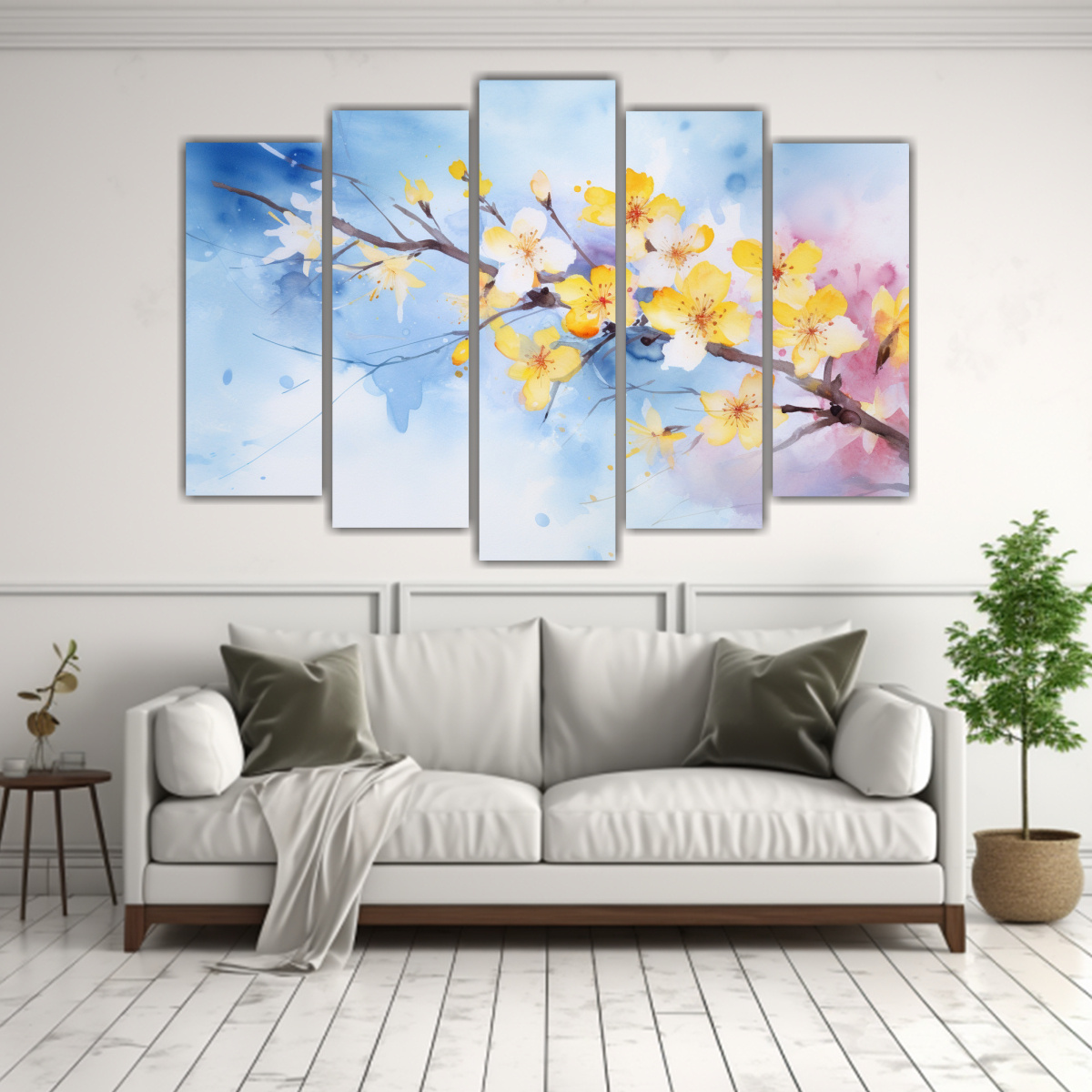 PINTURAS ABSTRACTAS BRILLANTES DE CEREZO AMARILLO 100X65 CM - 2