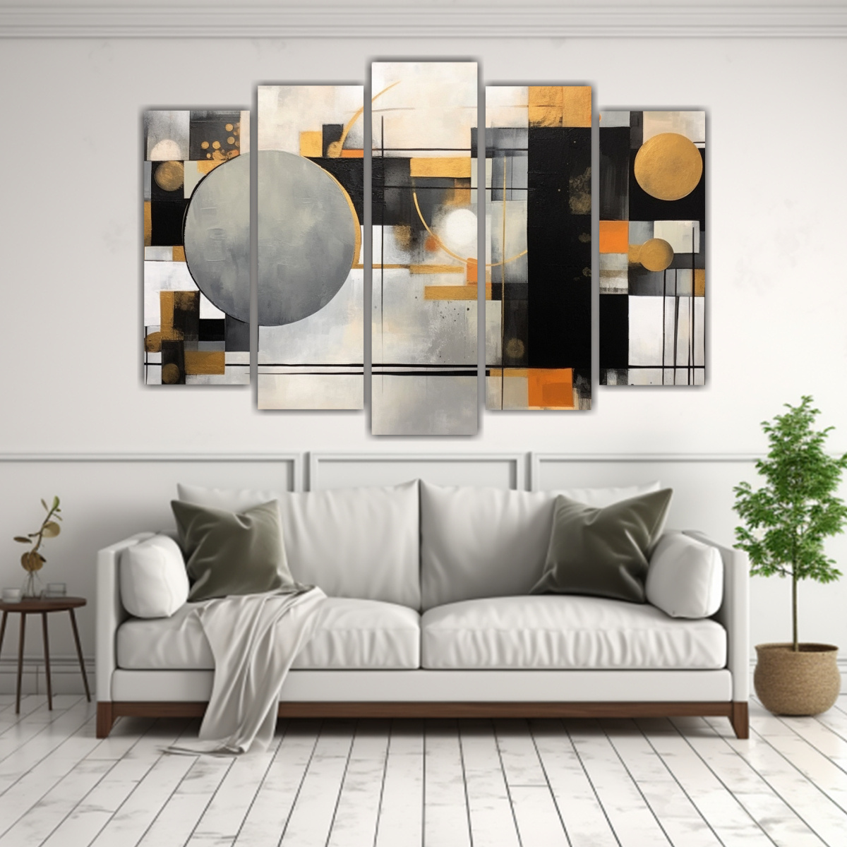 PINTURAS ABSTRACTAS EN TONOS GRISES Y NEGROS SET 100X65 CM - 2