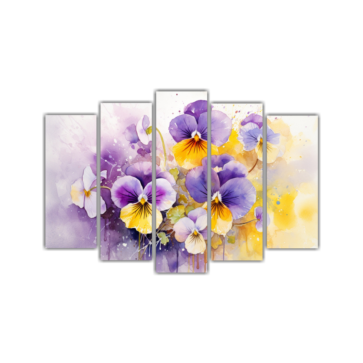 PINTURA ABSTRACTA DE VIOLETAS AMARILLAS Y ROSAS 100X65 CM - 1