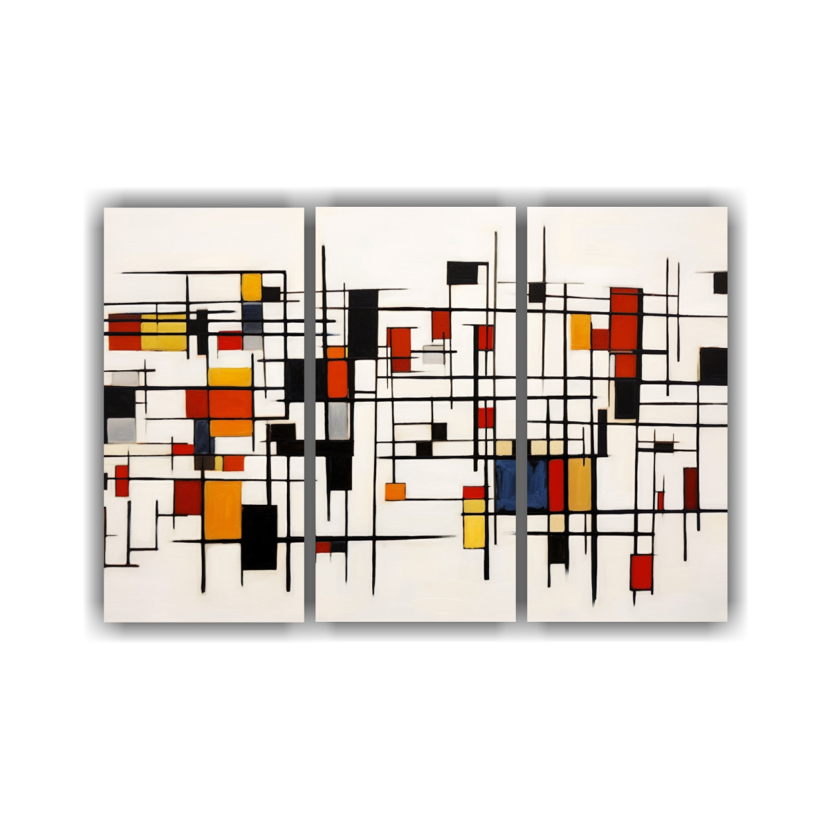PINTURAS ABSTRACTAS EN LIENZO BLANCO CON LÍNEAS 60X40 CM - 1