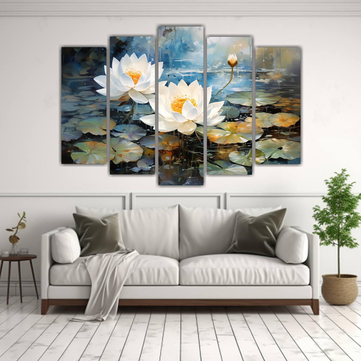 PINTURA ABSTRACTA LOTUS BLANCO Y NEGRO PARA 225X150 CM - 2
