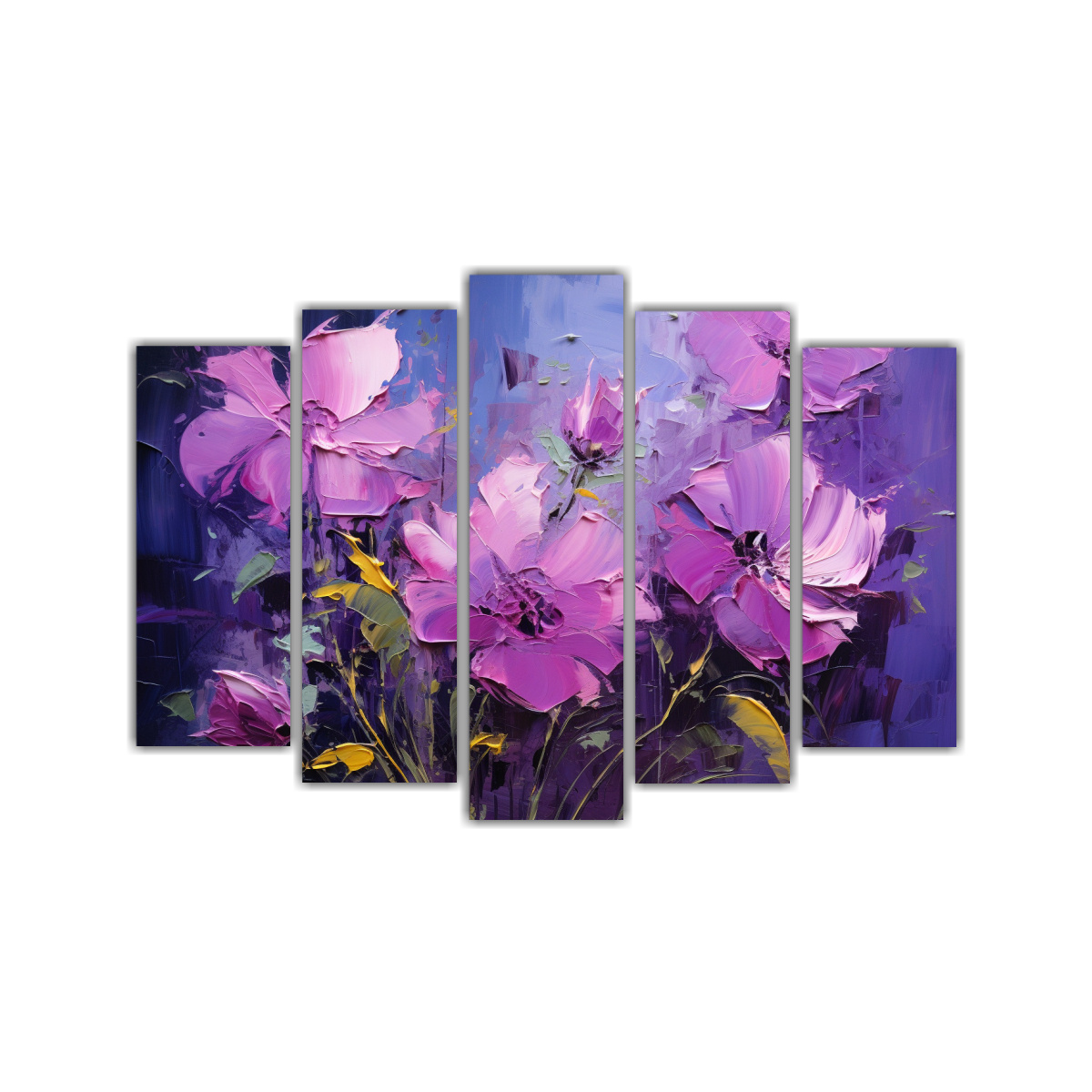 PINTURA DE FLORES PÚRPURAS Y MAGENTAS SOBRE 100X65 CM - 1