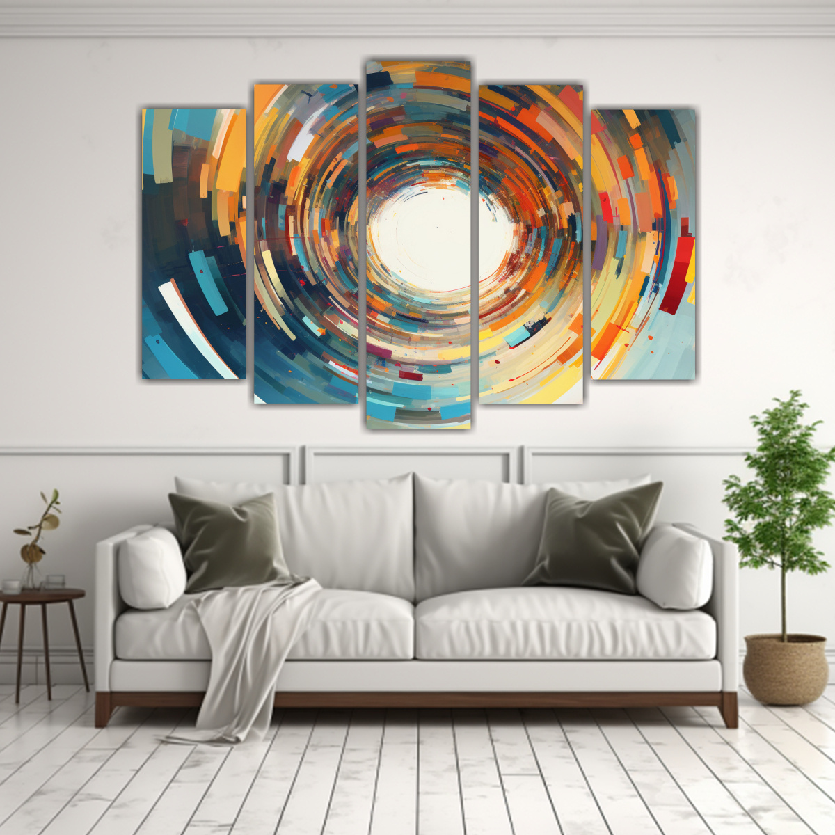 PINTURA ABSTRACTA COLORIDA CÍRCULO EN AZUL CLARO. 150X100 CM - 2