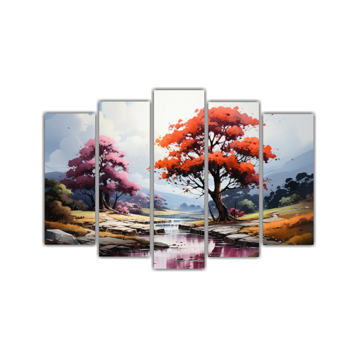 CUADRO ABSTRACTO DE ÁRBOL EN BOSQUE CON COLORES 125X75 CM - 1