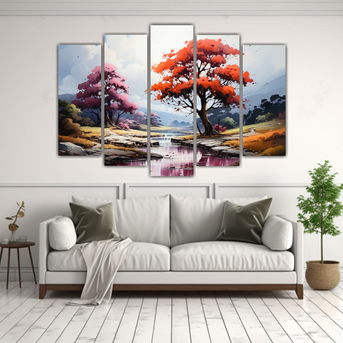 CUADRO ABSTRACTO DE ÁRBOL EN BOSQUE CON COLORES 125X75 CM - 2