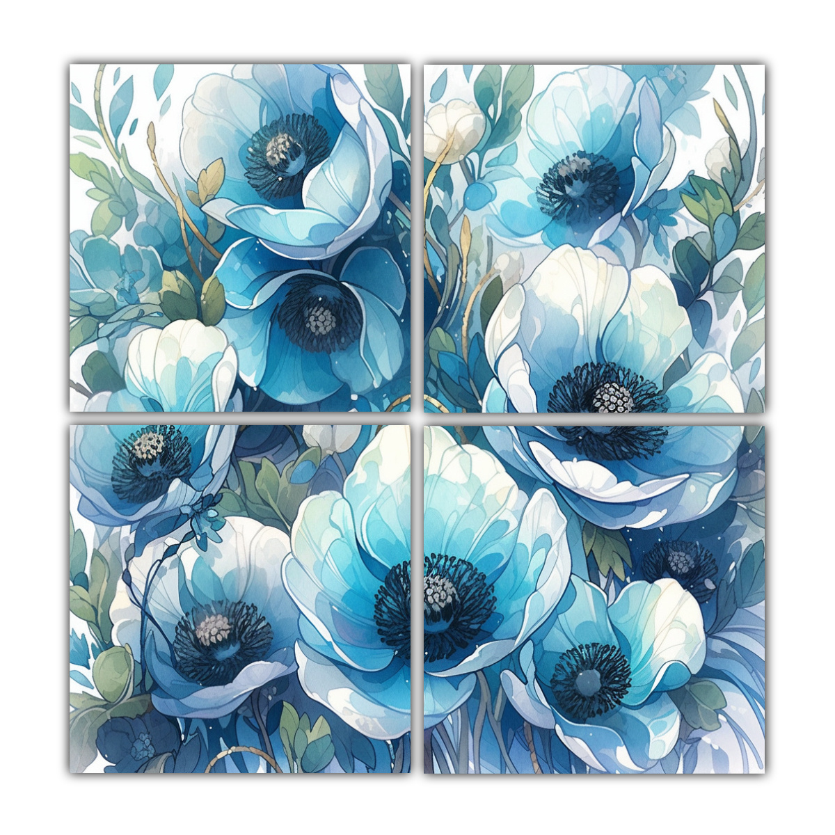 CUATRO TELAS EN BASTIDOR MODERNO TURQUESA Y AZUL 140X140 CM - 1