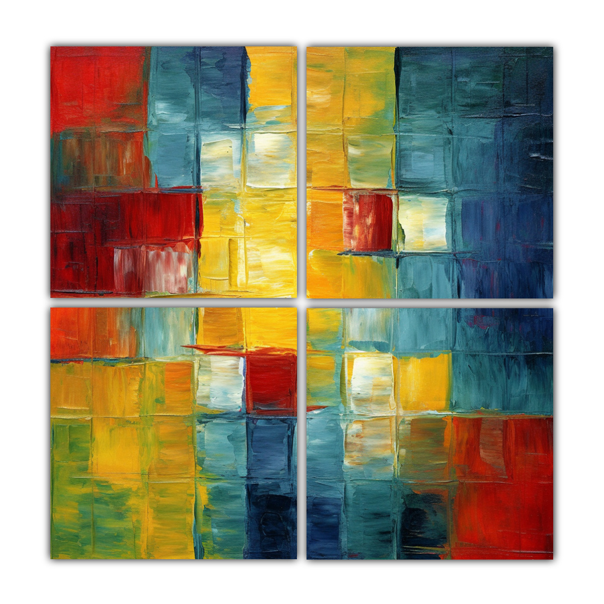CUADRO PINTADO AL ÓLEO ESTILO SALA DECORACIÓN 200X200 CM - 1