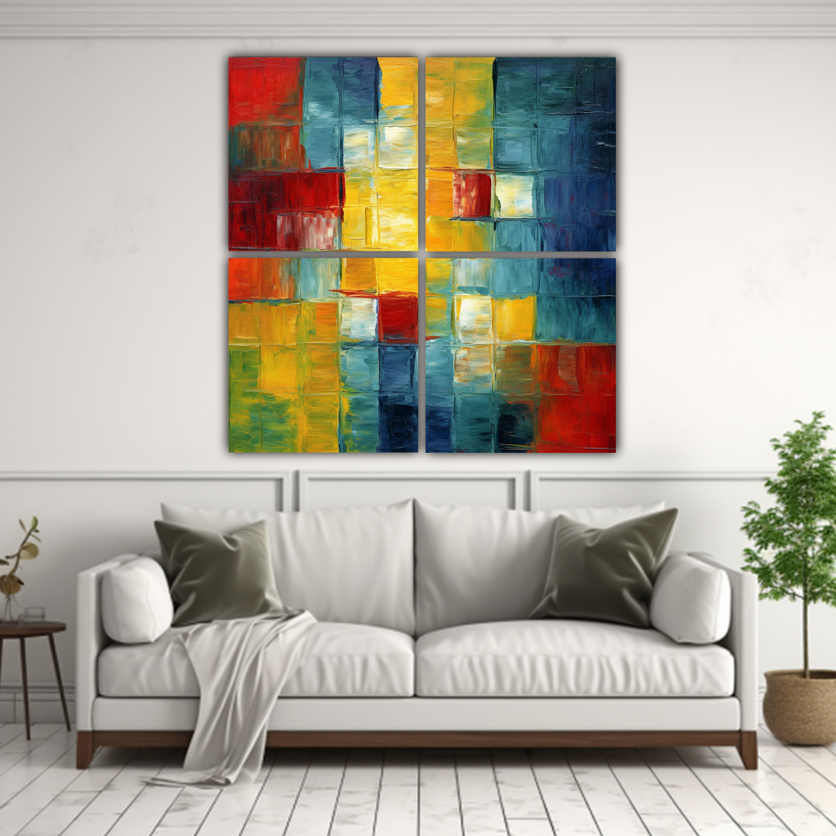 CUADRO PINTADO AL ÓLEO ESTILO SALA DECORACIÓN 200X200 CM - 2