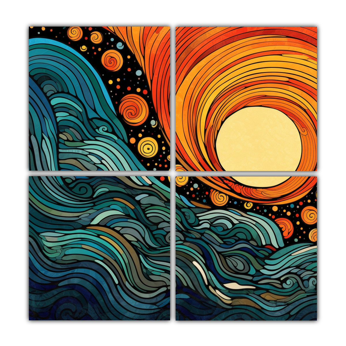 CUADRIPTICO IMPRESO ARTE BOHO ESTILO ONDULADO 100X100 CM - 1