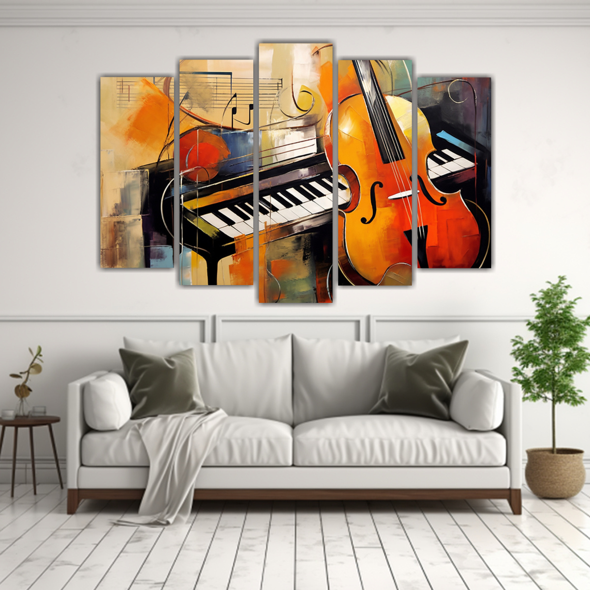 CUADROS DE ARTE MODERNO ÚNICO CON MÚSICA Y 225X150 CM - 2