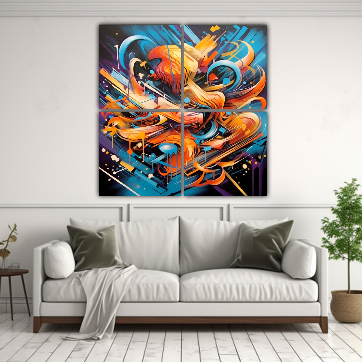 CUATRO TELAS EN BASTIDOR ARTE CALLEJERO ESTILO 80X80 CM - 2