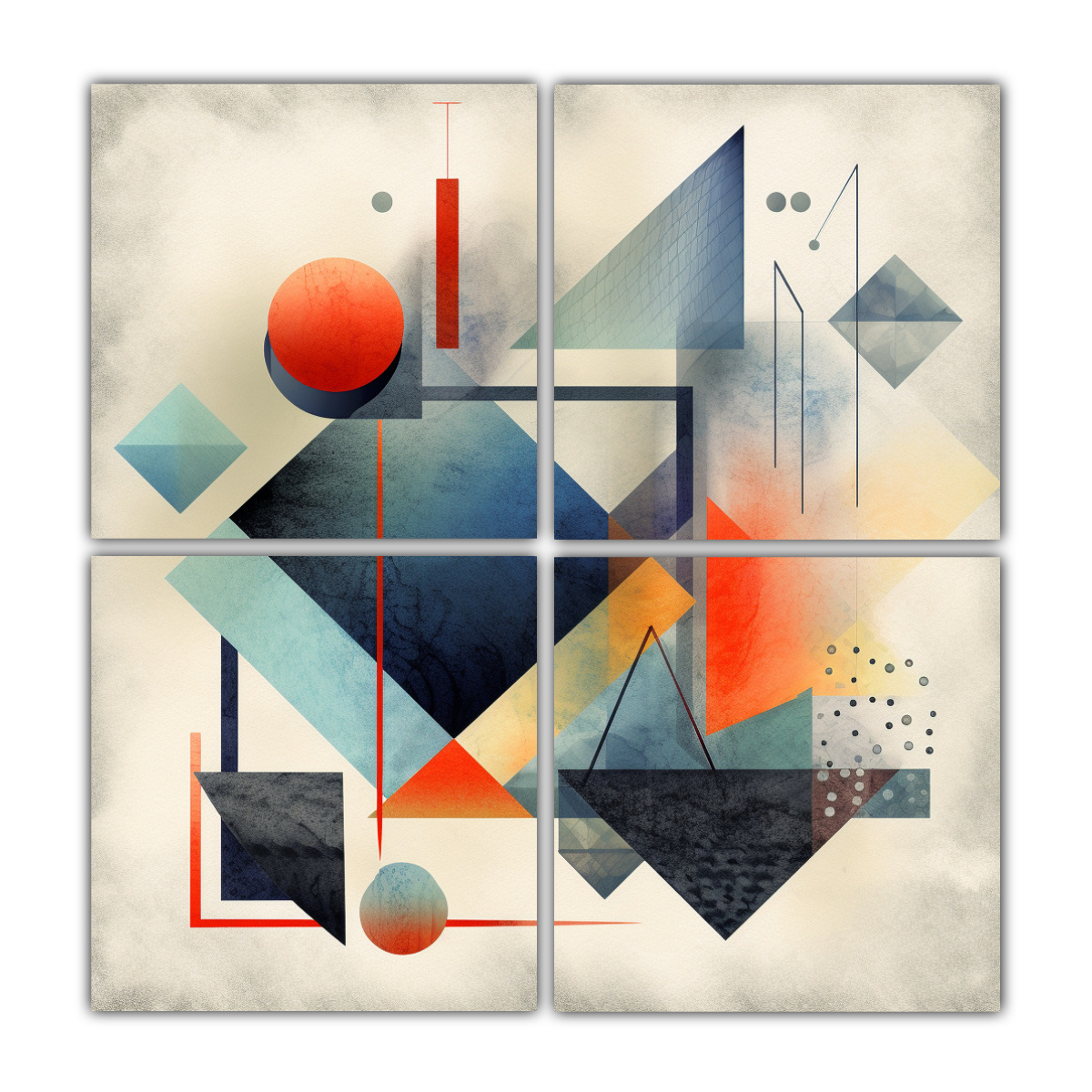 PINTURAS DECORATIVAS ABSTRACTAS GEOMETRÍA FORMAS. 120X120 CM - 1