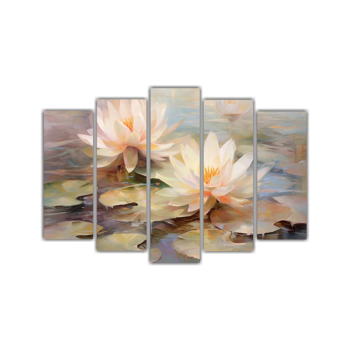 PINTURA AL ÓLEO DE NENÚFARES ROSA FRESCOS EN 150X100 CM - 1