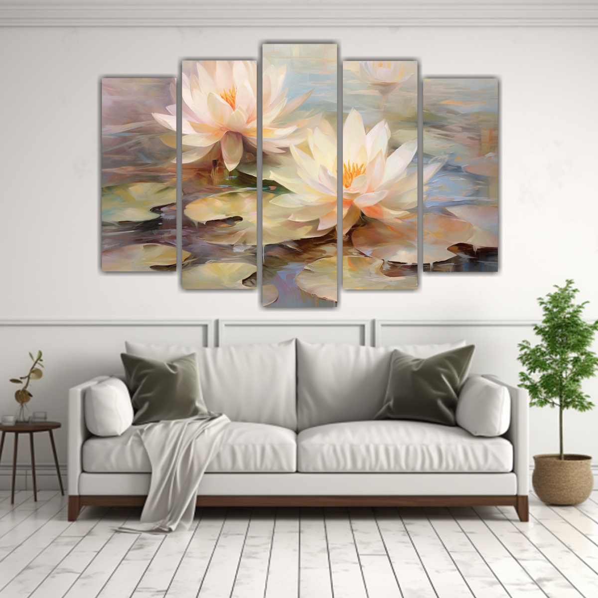 PINTURA AL ÓLEO DE NENÚFARES ROSA FRESCOS EN 150X100 CM - 2