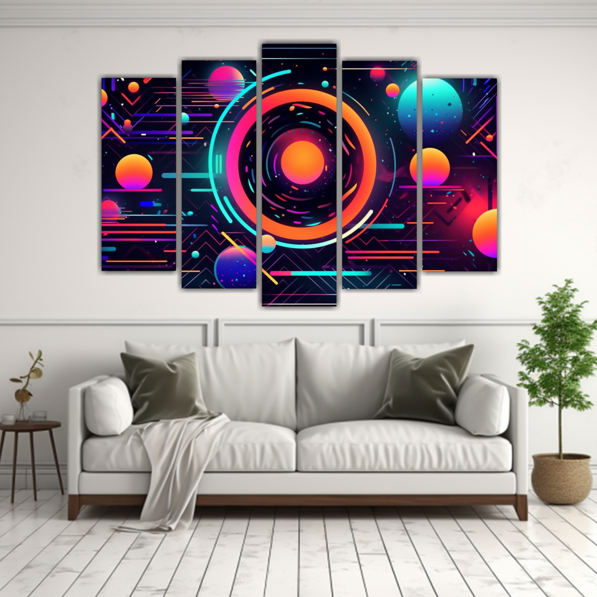 CONJUNTO 5 CUADROS ABSTRACTOS TONALIDADES RELIEVE 125X75 CM - 2