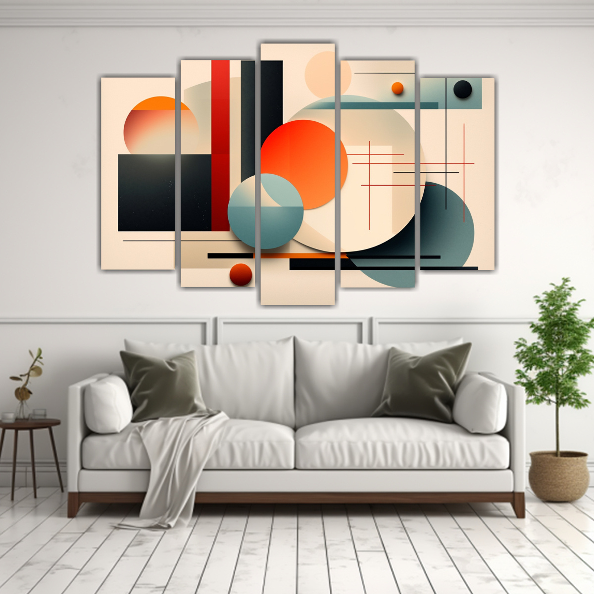 CUADROS GEOMÉTRICOS MINIMALISTAS CON TEXTURA EN 225X150 CM - 2
