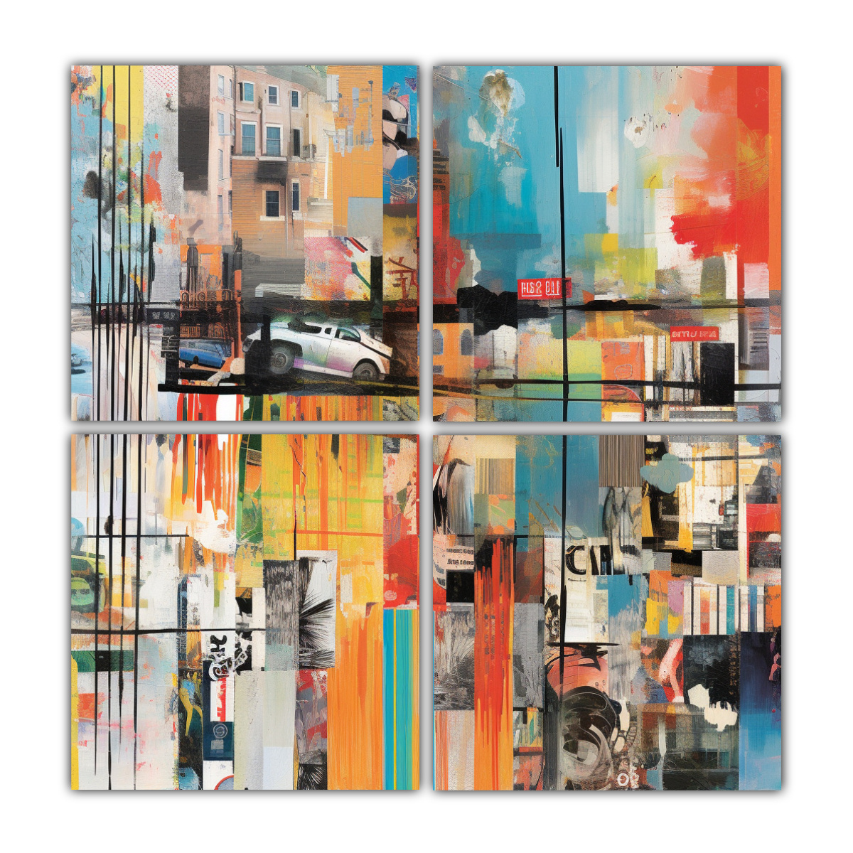 PINTURAS EN BASTIDOR DE 4 TELAS INSPIRACIÓN 180X180 CM - 1