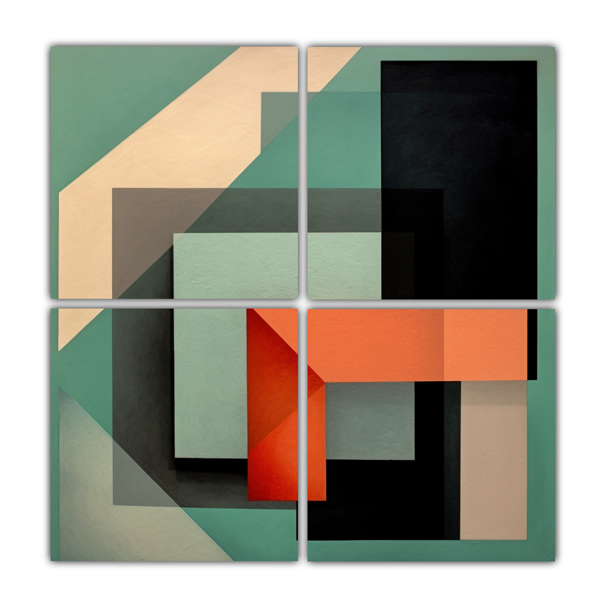 CUATRO CUADROS ACUARELA GEOMÉTRICOS DE 100X100 CM - 1