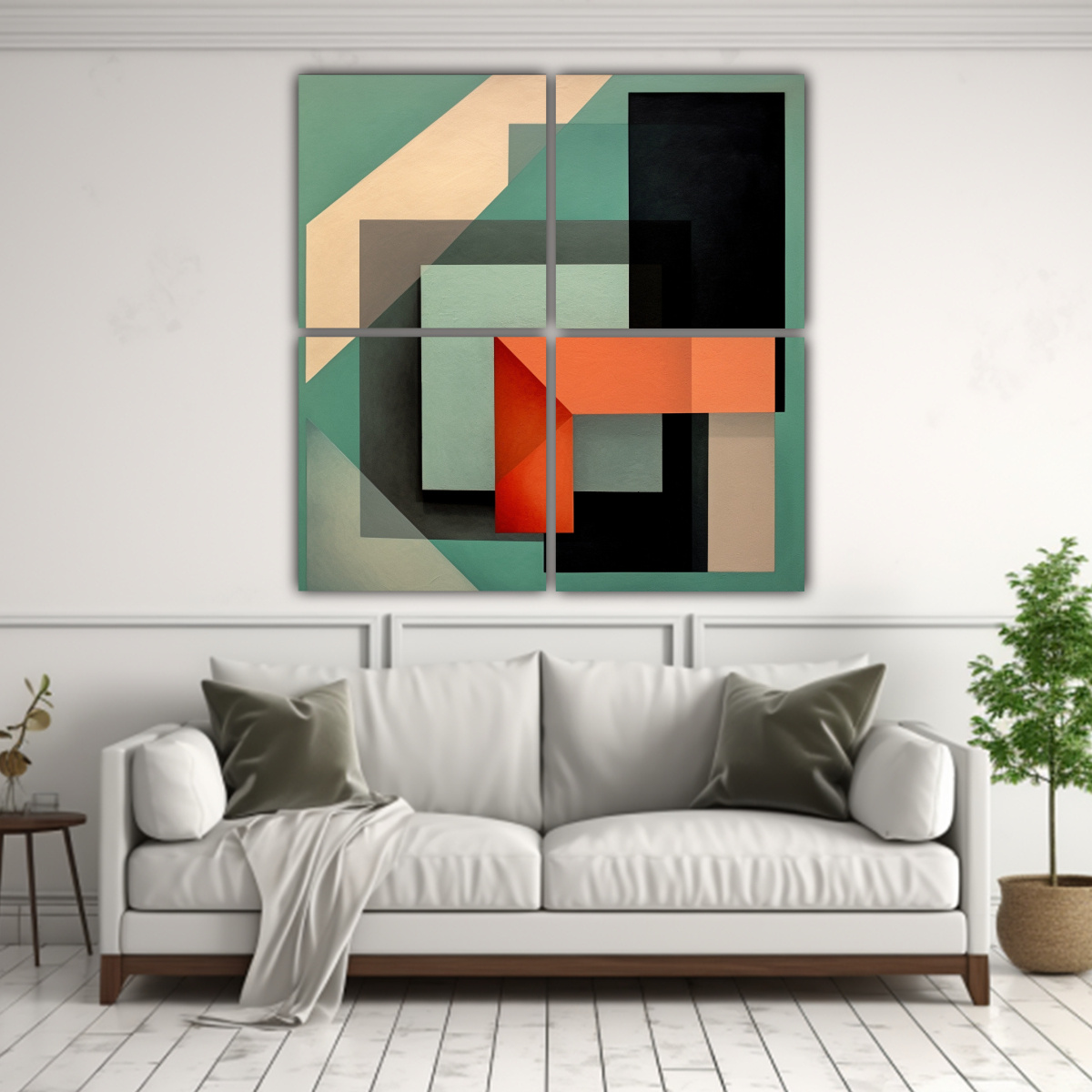 CUATRO CUADROS ACUARELA GEOMÉTRICOS DE 100X100 CM - 2