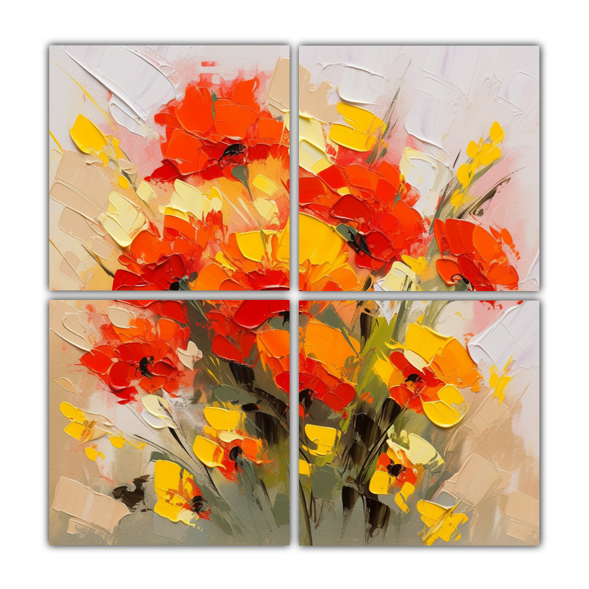 CUATRO TELAS EN BASTIDOR MODERNO RECTANGULAR CON 40X40 CM - 1