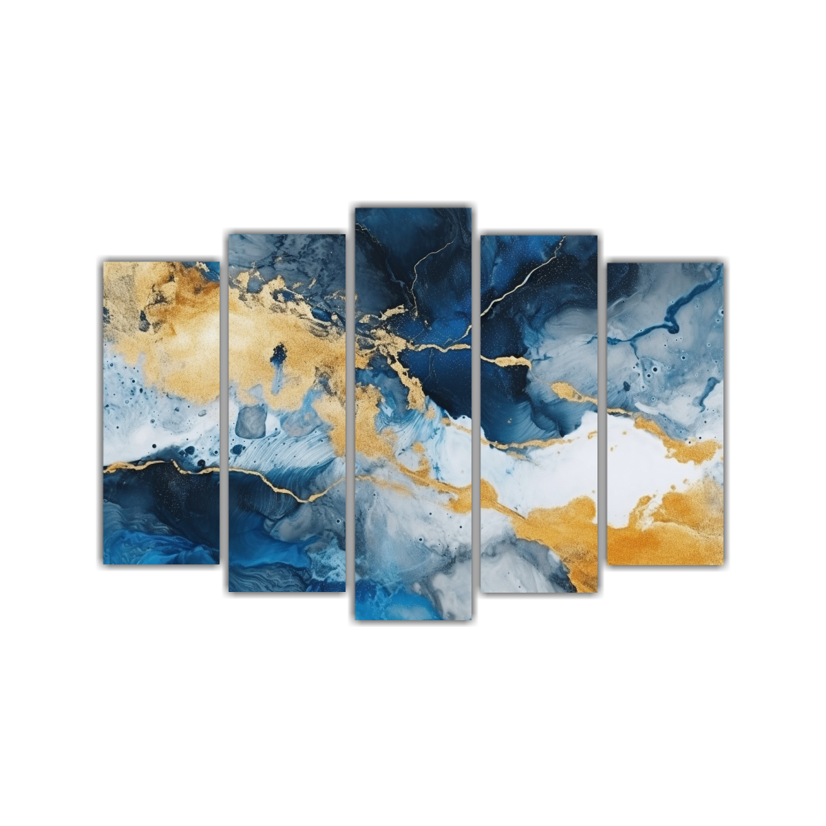 CUADRO ABSTRACTO AZUL Y DORADO CON FONDO BLANCO 100X65 CM - 1