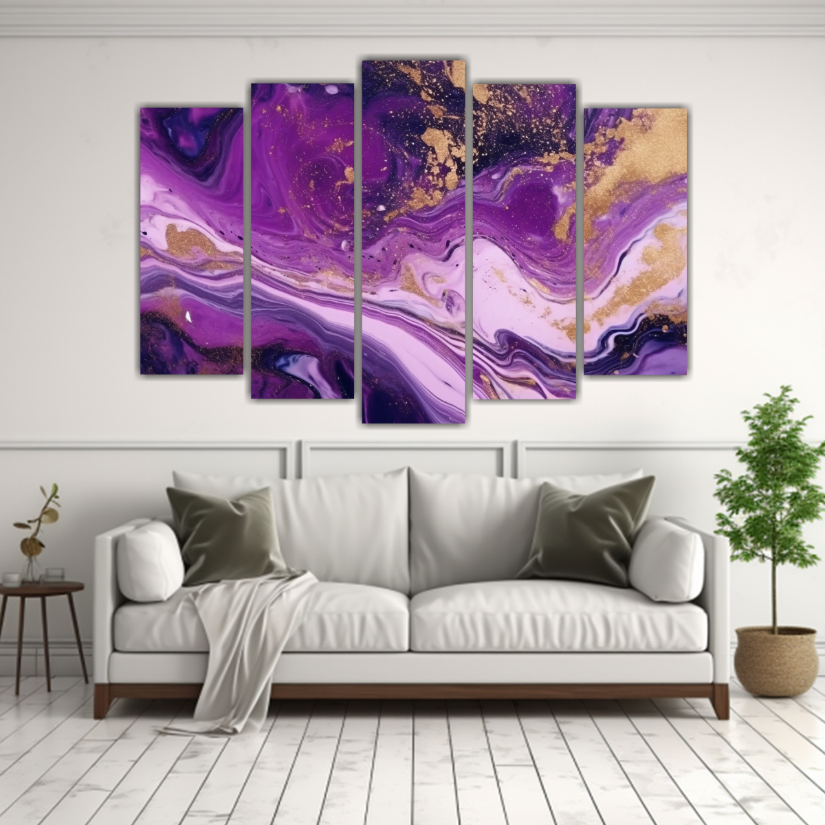 PINTURAS DE PARED ABSTRACTAS CON MARBLING EN 225X150 CM - 2