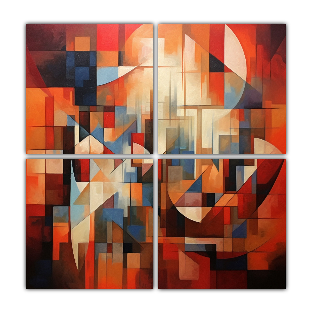 CUADRIPTICO ENIGMATICO PINTURA ACRÍLICA FORMAS 160X160 CM - 1