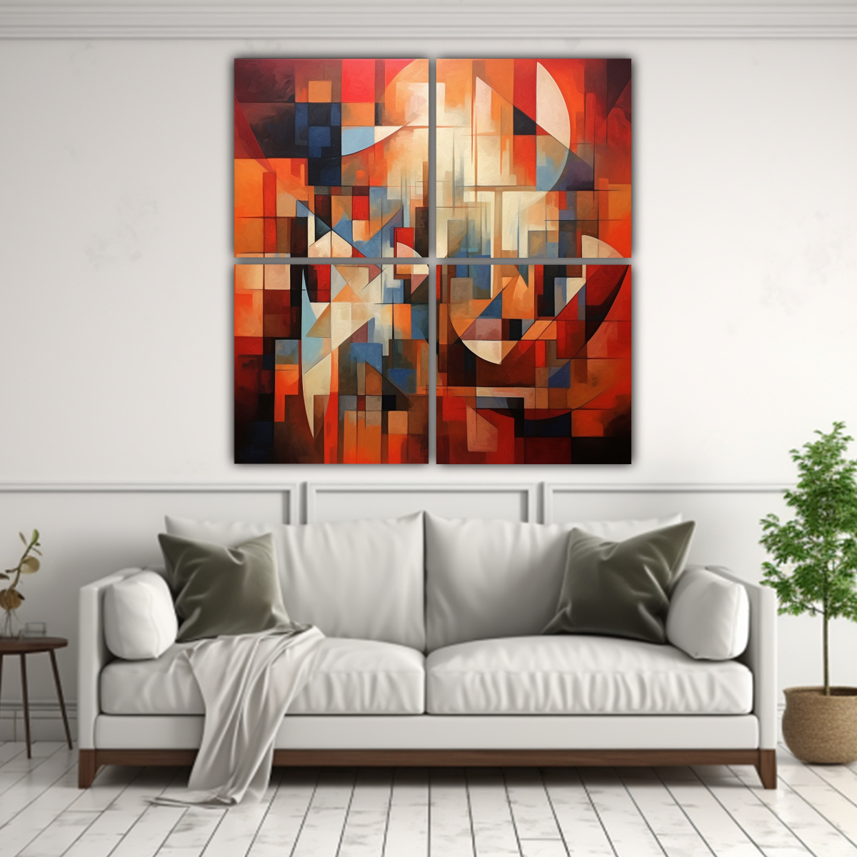 CUADRIPTICO ENIGMATICO PINTURA ACRÍLICA FORMAS 160X160 CM - 2