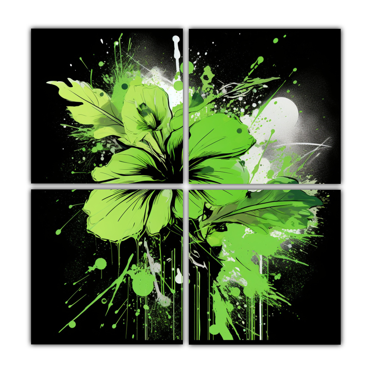 CUATRO TELAS BASTIDOR COLORES GREEN AND BLACK 40X40 CM - 1