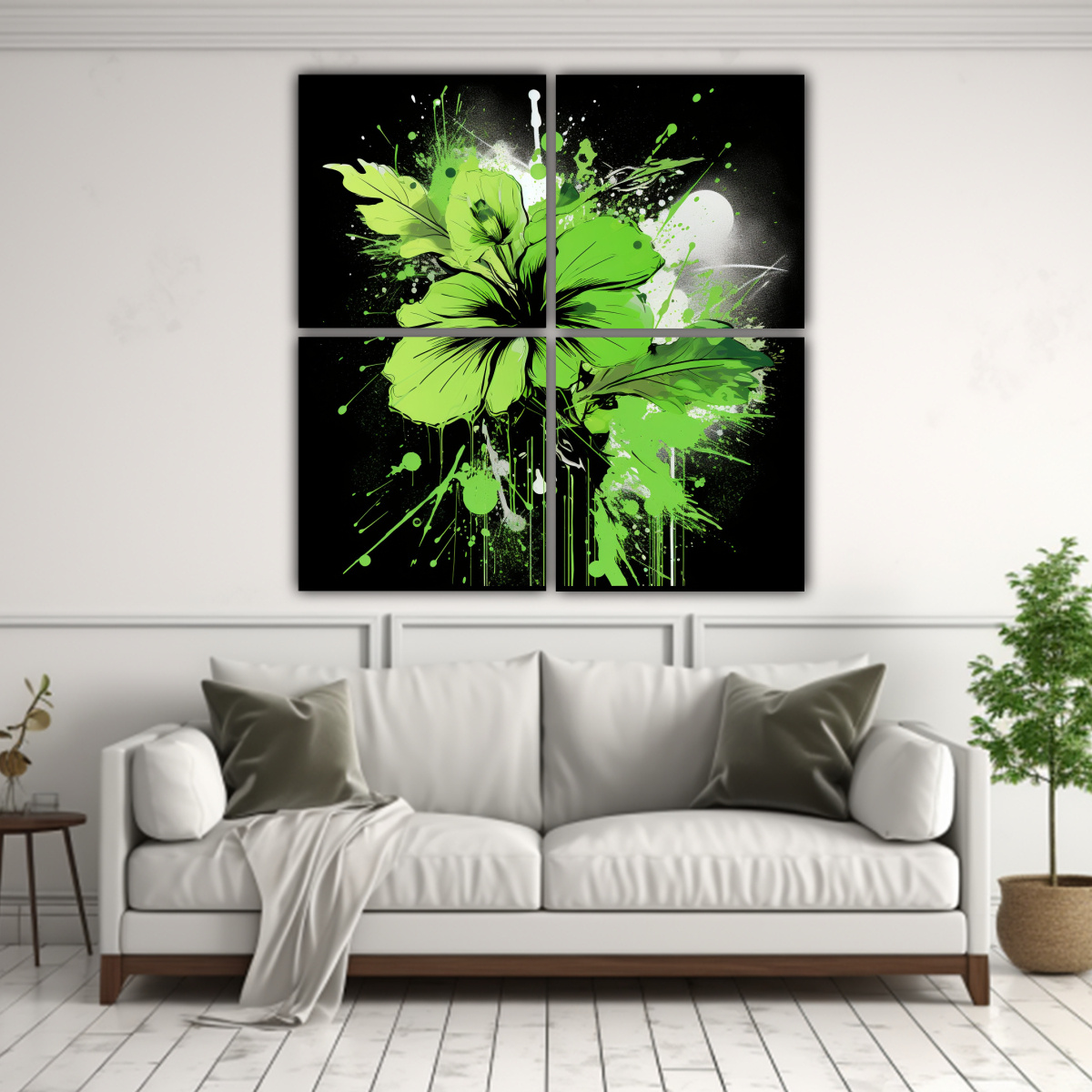 CUATRO TELAS BASTIDOR COLORES GREEN AND BLACK 40X40 CM - 2