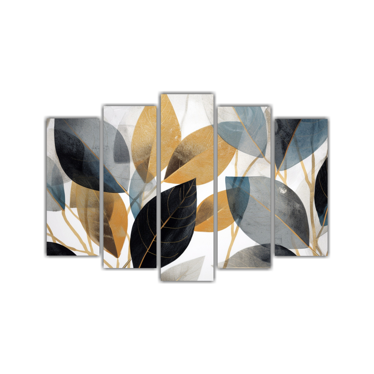 CUADRO DE PARED INSPIRADOR CON HOJAS RETRO GRIS Y 225X150 CM - 1