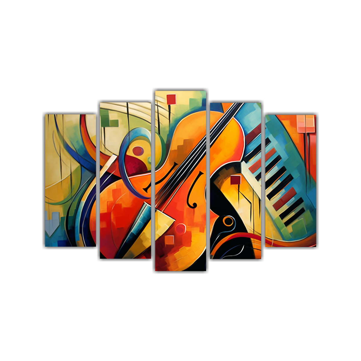 CUADRO MÚSICO SAXOFÓN SINTETIZADOR TROMPETA 100X65 CM - 1