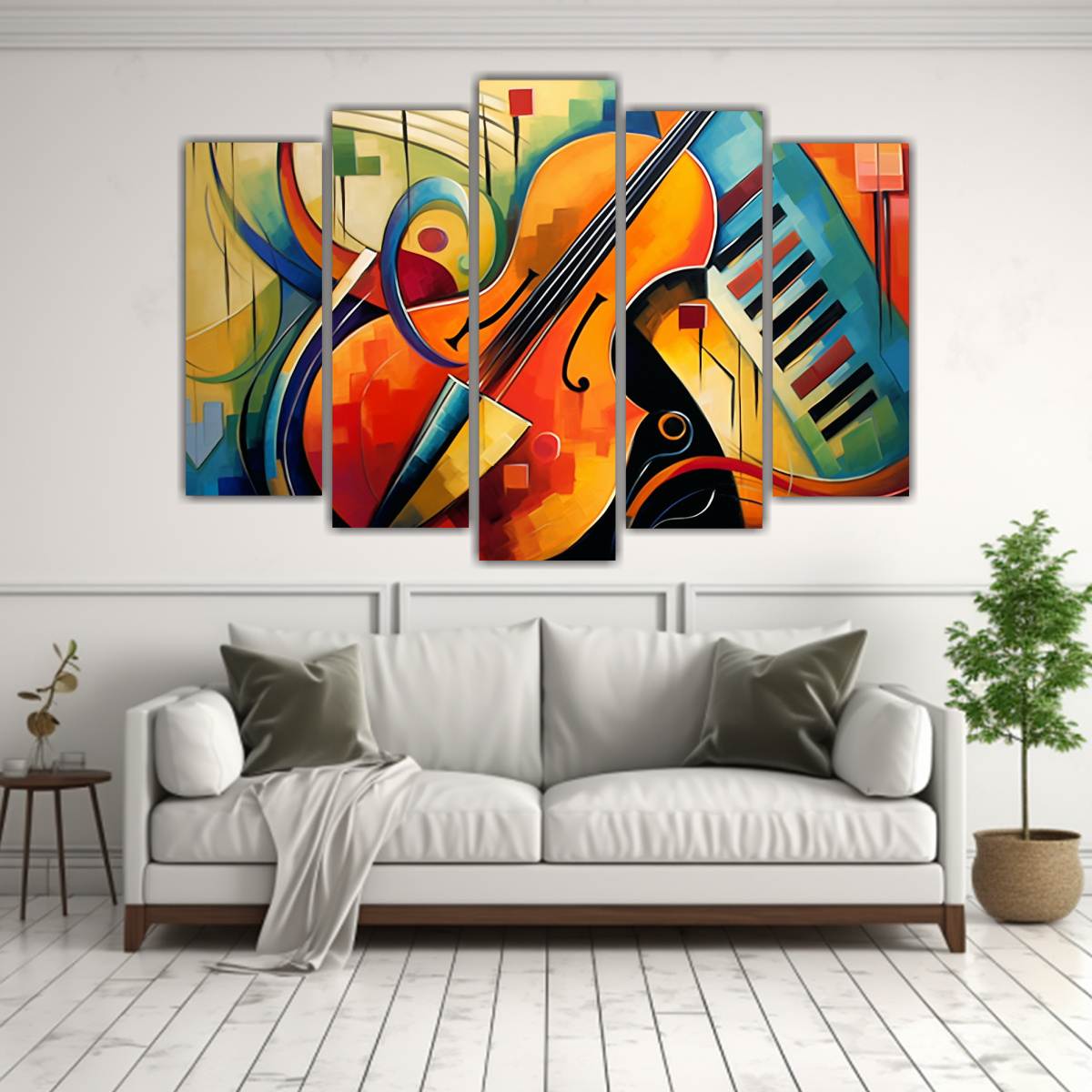 CUADRO MÚSICO SAXOFÓN SINTETIZADOR TROMPETA 100X65 CM - 2