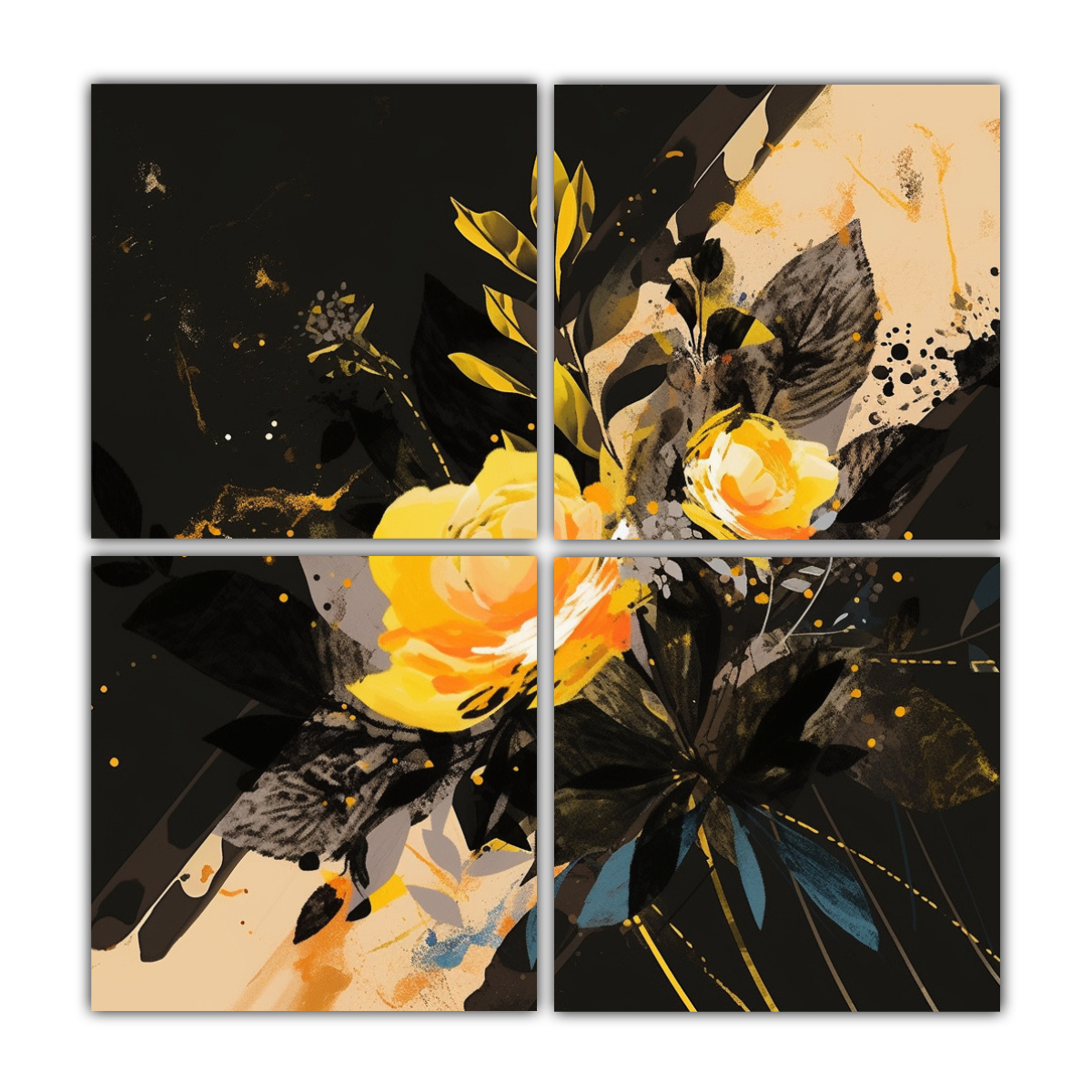 CUADRO DECORATIVO AMARILLO Y NEGRO ESTILO NEONOIR 120X120 CM - 1