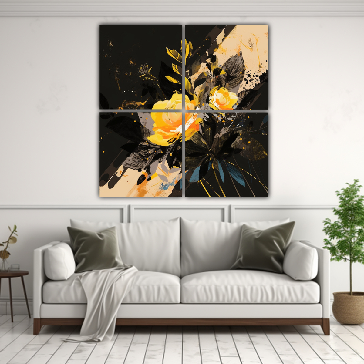 CUADRO DECORATIVO AMARILLO Y NEGRO ESTILO NEONOIR 120X120 CM - 2