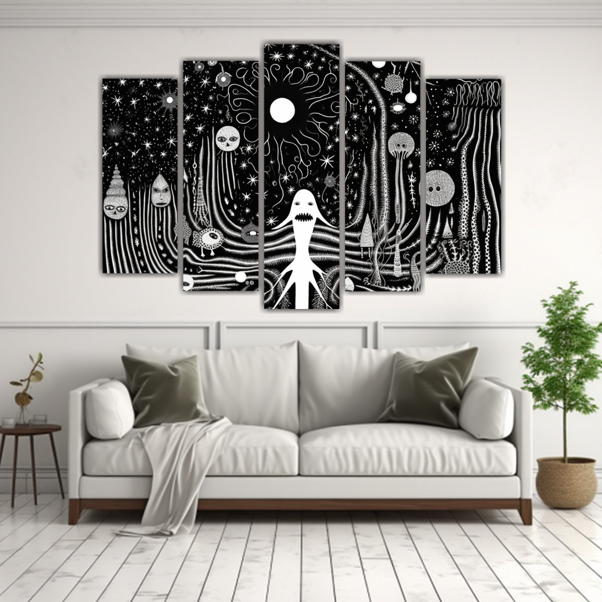 CUADROS DECORATIVOS EN BLANCO Y NEGRO CON ARTE 225X150 CM - 2