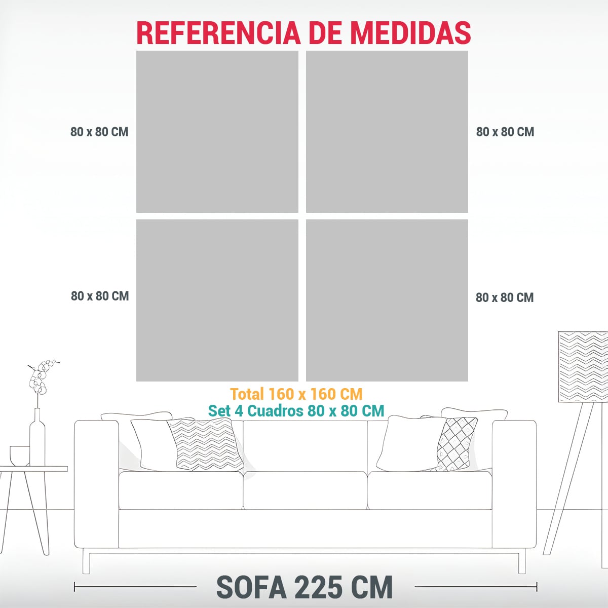 CUATRO CUADROS DISEÑO INTENSO EN LIENZO CON 160X160 CM - 3