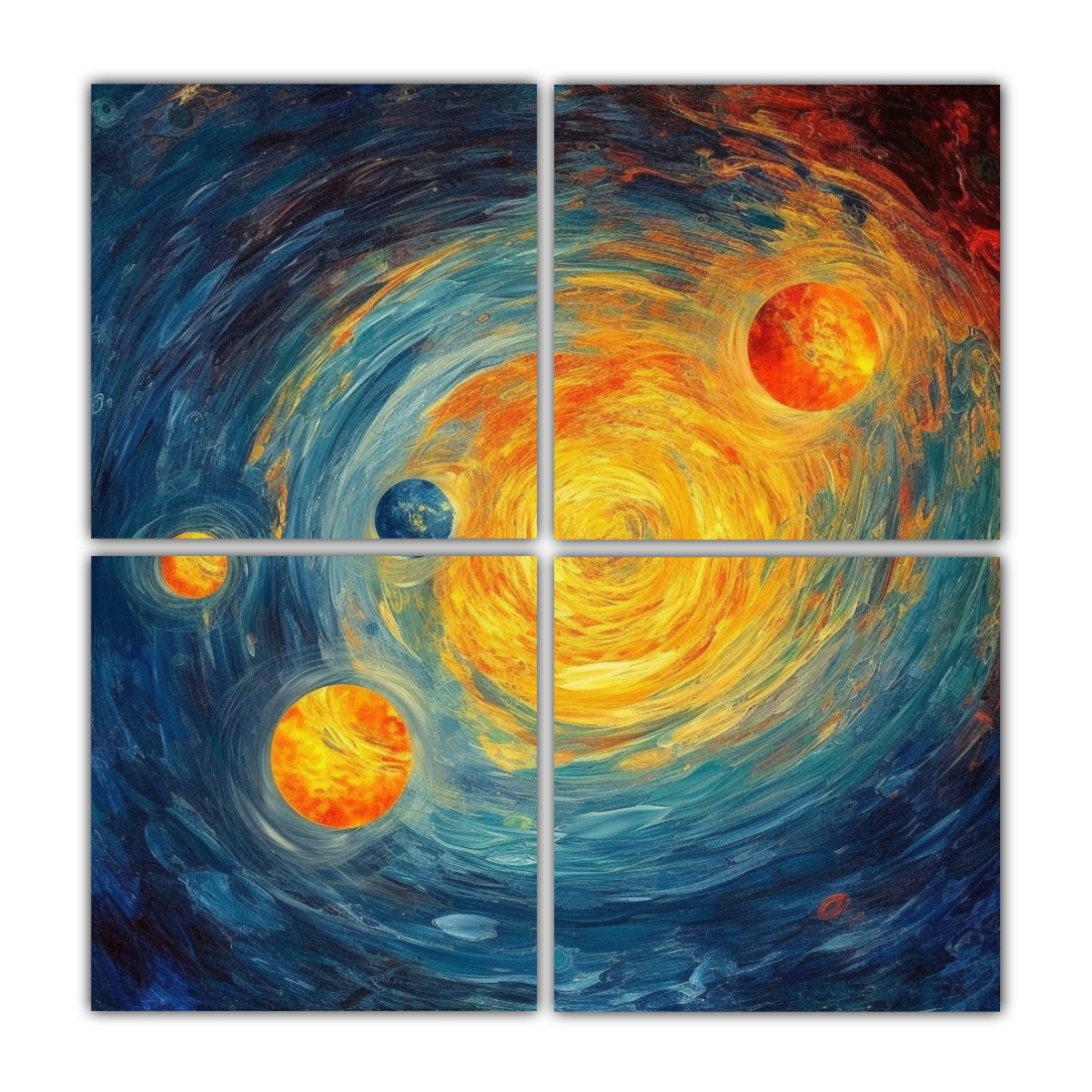 CUADRO DECORATIVO 4 LIENZOS SISTEMA PLANETARIO 120X120 CM - 1