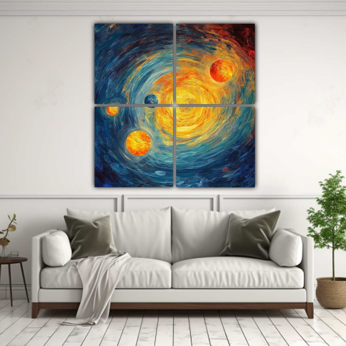 CUADRO DECORATIVO 4 LIENZOS SISTEMA PLANETARIO 120X120 CM - 2