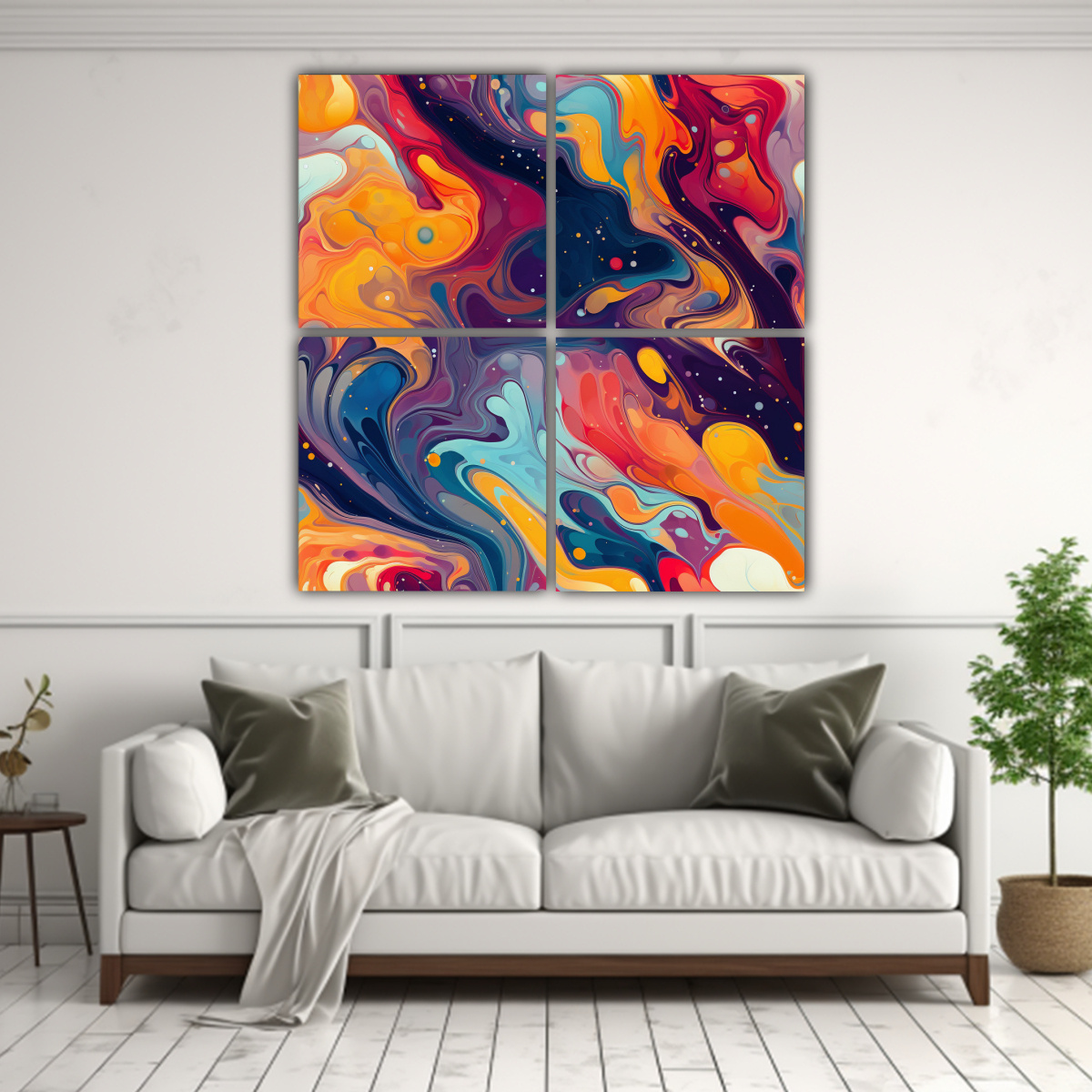 CUADRO ABSTRACTO LINEAL PINTURA DECORATIVA 140X140 CM - 2