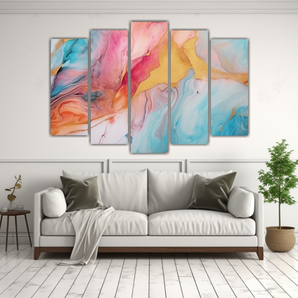 PINTURA ABSTRACTA DE LUJO EN TEXTURA FLUIDA EN 125X75 CM - 2