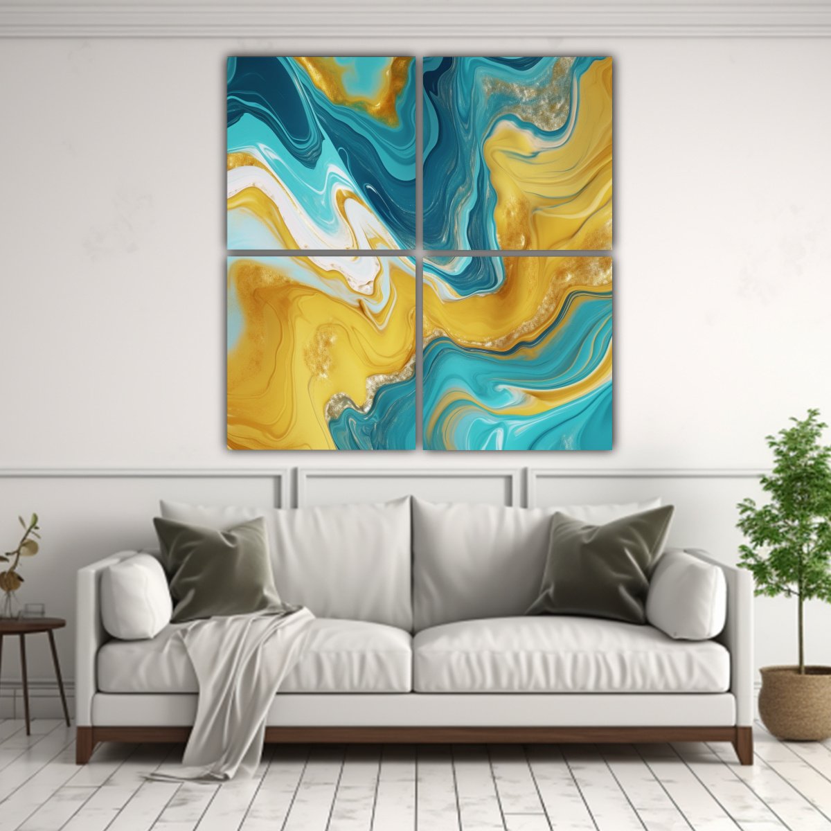CUADRO DE ARTE EN 3D CON FONDO DE MÁRMOL, COLOR 140X140 CM - 2