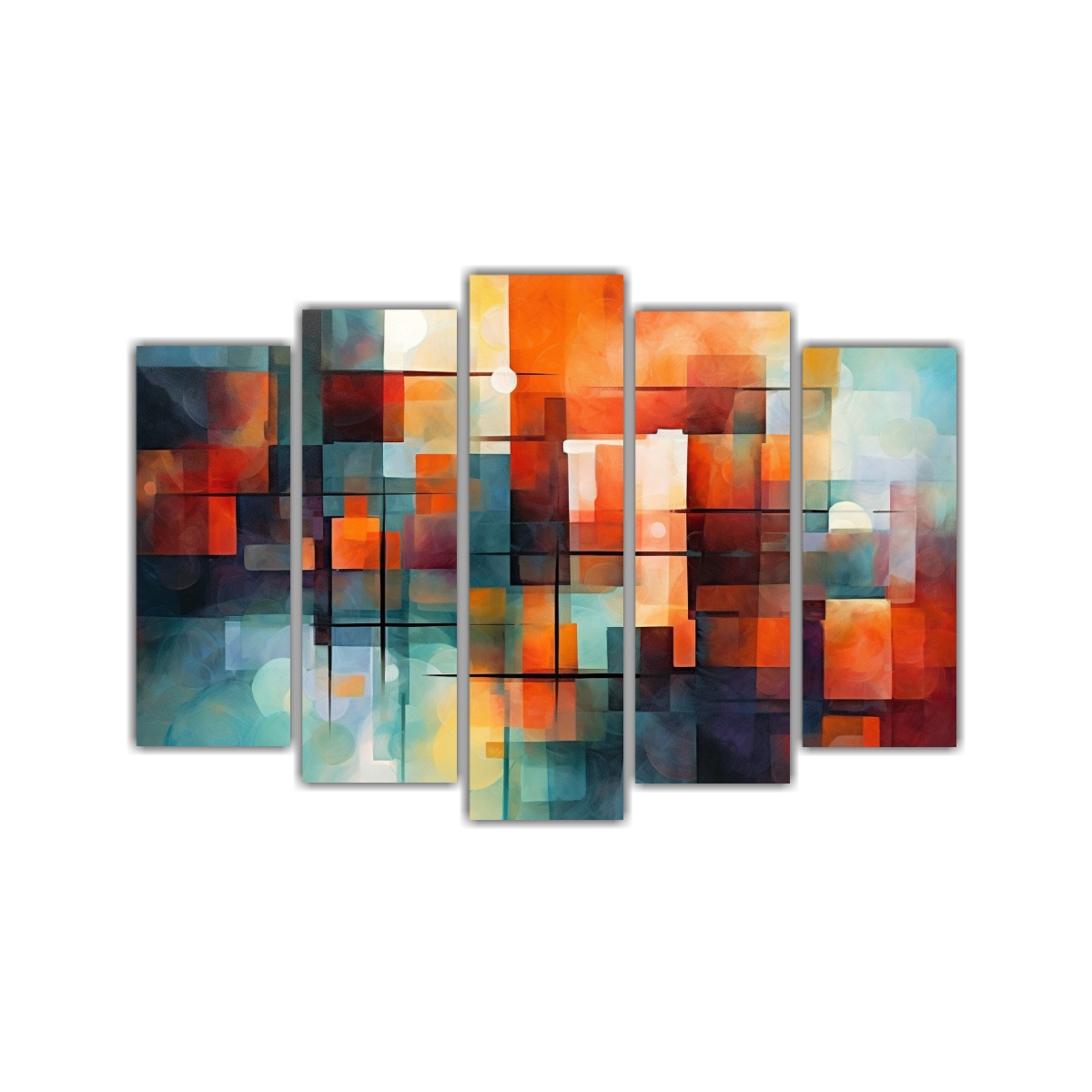 CUADRO ABSTRACTO CON CINCO TELAS EN BASTIDOR: 100X65 CM - 1