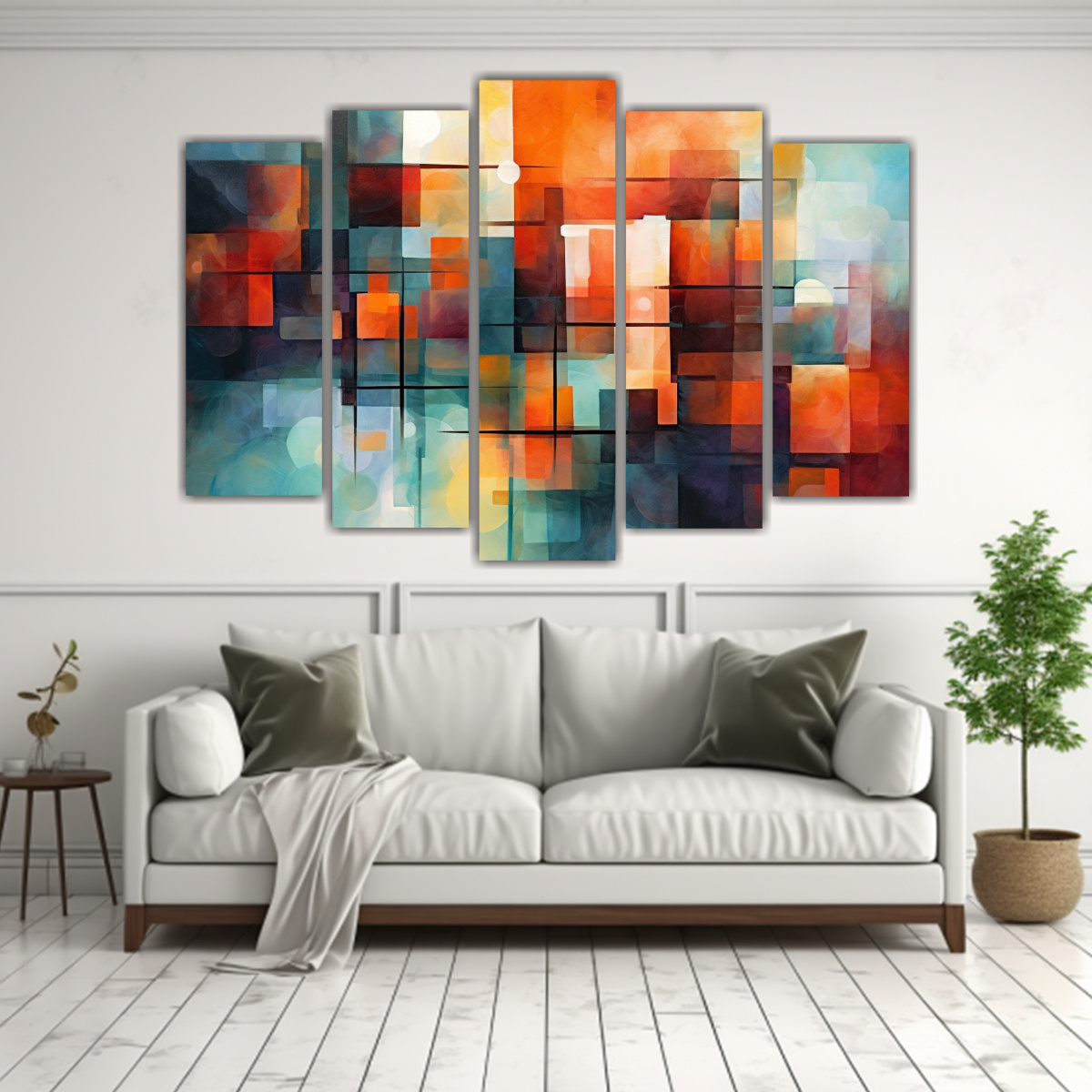 CUADRO ABSTRACTO CON CINCO TELAS EN BASTIDOR: 100X65 CM - 2