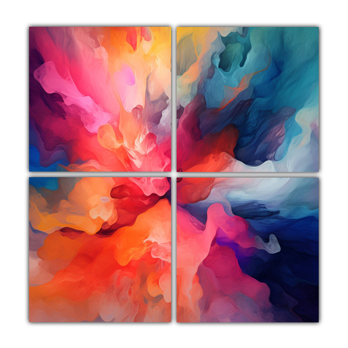 CUATRO LIENZOS DISEÑO ARMONIA ARTE ABSTRACTO CON 160X160 CM - 1
