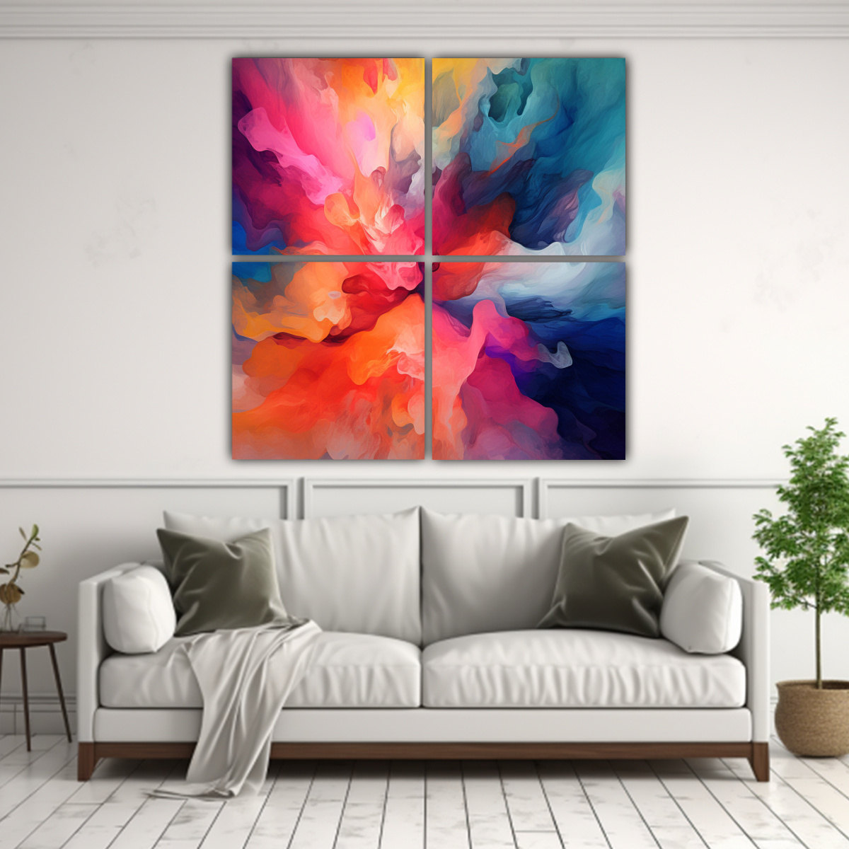 CUATRO LIENZOS DISEÑO ARMONIA ARTE ABSTRACTO CON 160X160 CM - 2
