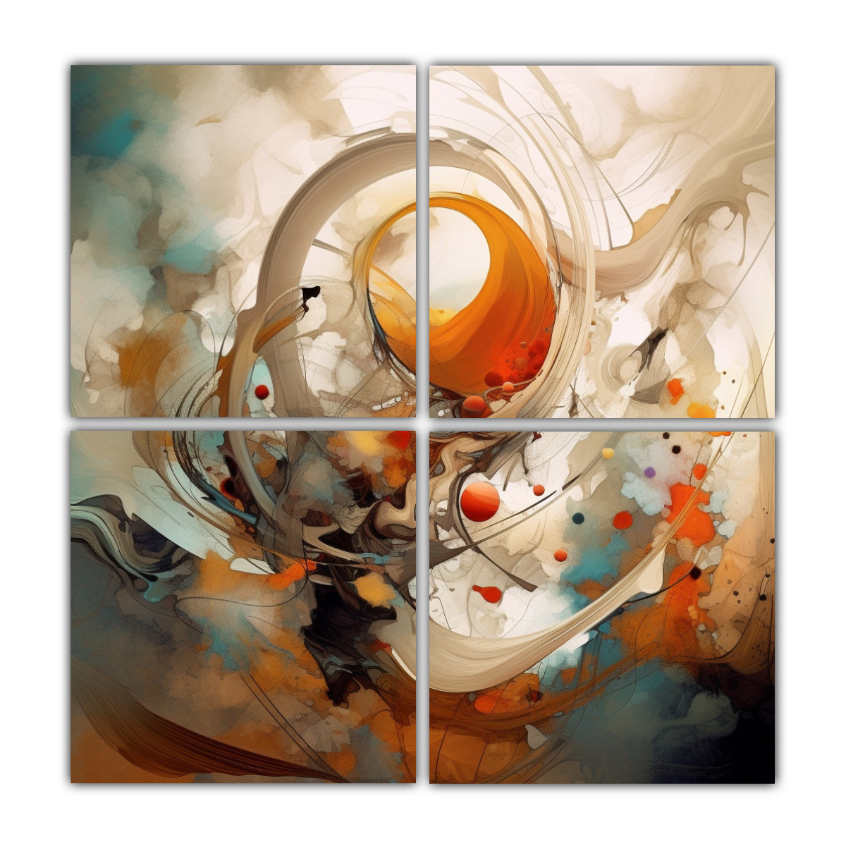 PINTURAS ABSTRACTAS ESTRELLADAS CON MEZCLA DE 180X180 CM - 1