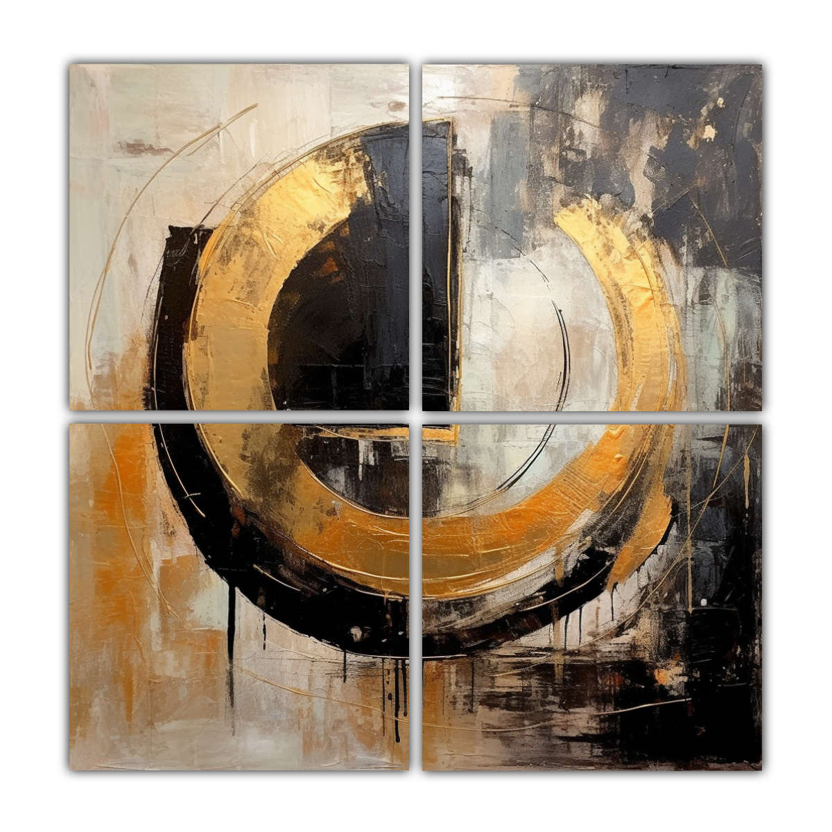 CUADRO ABSTRACTO VANGUARDIA PARED ORO PLATA NEGRO 40X40 CM - 1