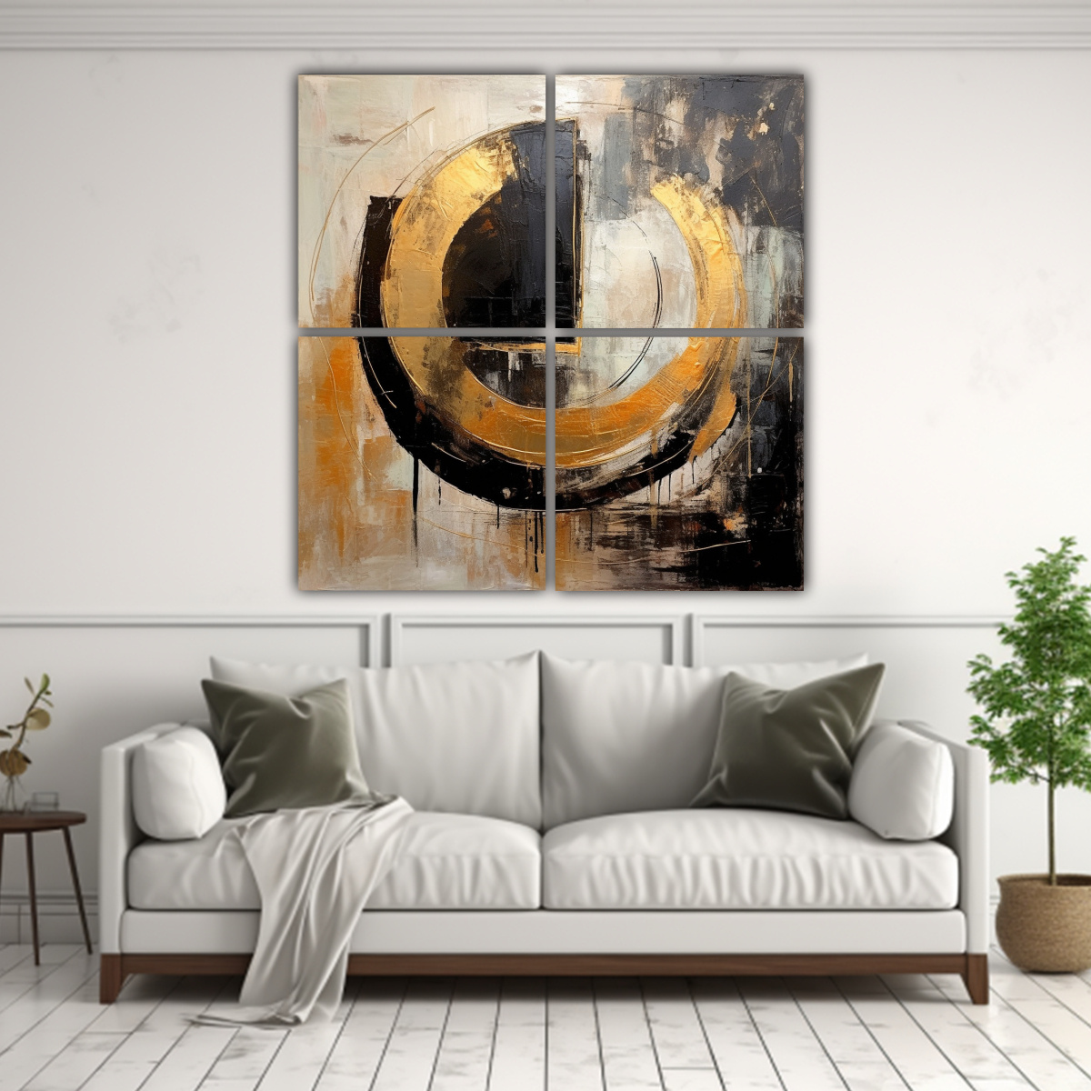 CUADRO ABSTRACTO VANGUARDIA PARED ORO PLATA NEGRO 40X40 CM - 2