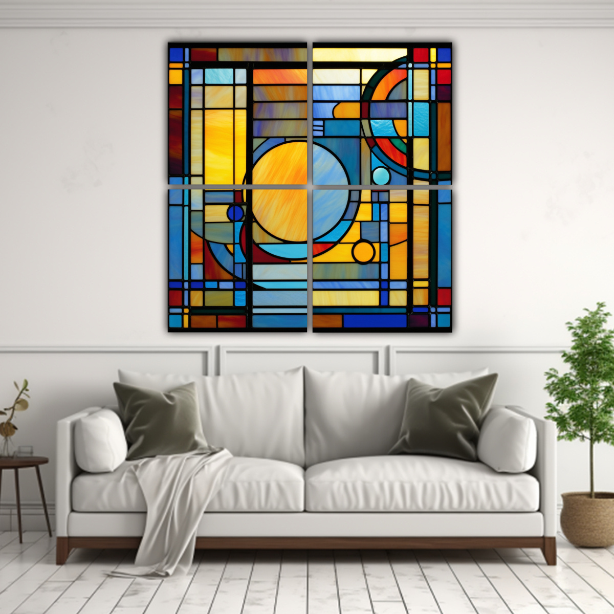 DISEÑO SENCILLO DE VITRAL PARA VENTANA CUATRO 60X60 CM - 2